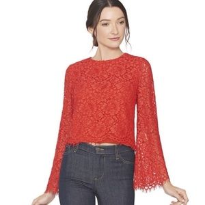 Alice & Olivia lace red top